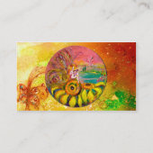 ヒマワリの妖精の黄色のピンクの黒 名刺 (裏面)