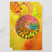 ヒマワリの妖精イエローレッドブラウンフローラ 便箋 (正面/裏面)