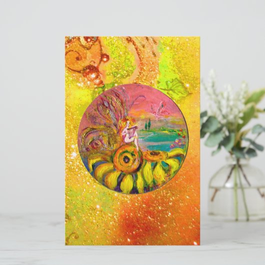 ヒマワリの妖精イエローレッドブラウンフローラ 便箋 (スタンド正面)