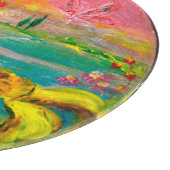 ヒマワリの妖精ファンタジー黄色のピンク カッティングボード (角)