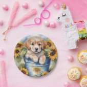 ヒマワリの子犬 ペーパープレート (パーティー)