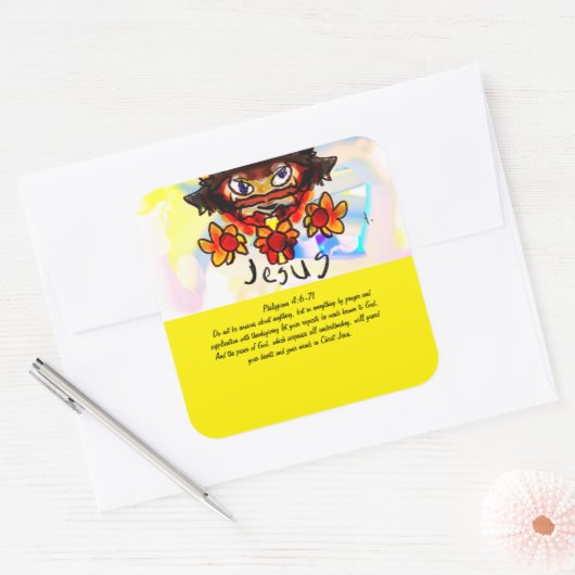 ヒマワリの巨大なコーヒーマグのマグネットのノートを持つイエス スクエアシール (封筒)