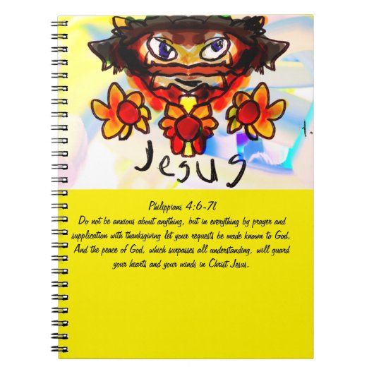 ヒマワリの巨大なコーヒーマグ磁石を持つイエス ノートブック (正面)