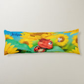 ヒマワリの巨大な体のクッションの眠いてんとう虫 ボディピロー (裏面)