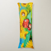 ヒマワリの巨大な体のクッションの眠いてんとう虫 ボディピロー (正面縦)