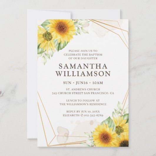 ヒマワリの幾何学的フローラ 招待状 (正面)