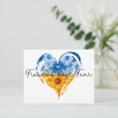 ヒマワリの恐怖に対する自由ウクライナサポートハート ポストカード (スタンド正面)