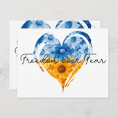 ヒマワリの恐怖に対する自由ウクライナサポートハート ポストカード (正面/裏面)