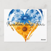 ヒマワリの恐怖に対する自由ウクライナサポートハート ポストカード (裏面)