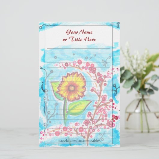 ヒマワリの文房具 便箋 (スタンド正面)