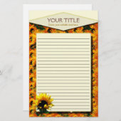 ヒマワリの日の出によって並べられる文房具 便箋 (正面/裏面)