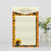 ヒマワリの日の出によって並べられる文房具 便箋 (スタンド正面)