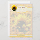 ヒマワリの日の出のパーソナライズな文房具 便箋 (正面/裏面)