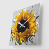 ヒマワリの時計 スクエア壁時計 (傾斜)