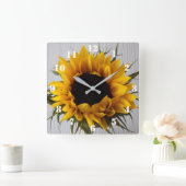 ヒマワリの時計 スクエア壁時計 (ホーム)