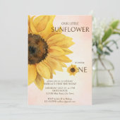 ヒマワリの最初の誕生日の小さな太陽の光テンプレート 招待状 (スタンド正面)
