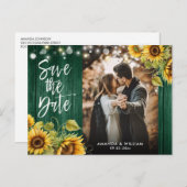 ヒマワリの木のライトハンター結婚グリーンの写真 案内ポストカード (正面/裏面)