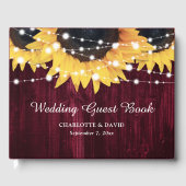 ヒマワリの木の弦ライトバーガンディ結婚ズ ゲストブック (正面)