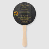 ヒマワリの木の金ゴールドの結婚スクリプトの式 ハンドファン (裏面)