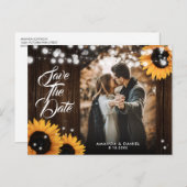 ヒマワリの木結婚のライトの写真を保存 案内ポストカード (正面/裏面)