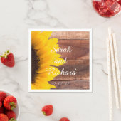 ヒマワリの木製の素朴な結婚式の紙ナプキン スタンダードカクテルナプキン (インサイチュ)