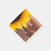 ヒマワリの木製の素朴な結婚式の紙ナプキン スタンダードカクテルナプキン (角)