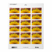 ヒマワリの木製の素朴な結婚式は感謝していしています ラベル (フルシート)