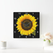 ヒマワリの柱時計 スクエア壁時計 (ホーム)