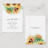 ヒマワリの水の色のスクリプト結婚式の日付を保存 ノートカード (正面/裏面)