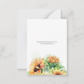 ヒマワリの水の色のスクリプト結婚式の日付を保存 ノートカード (裏面)