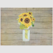 ヒマワリの水の色のメイソンの瓶のデカ素朴ップページ 薄葉紙 (正面)