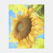 ヒマワリの水の色素朴黄色の青い国 フリースブランケット (正面)