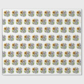 ヒマワリの水彩コロアクマ ラッピングペーパー (フラット)