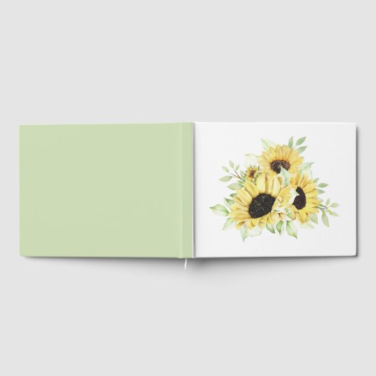 ヒマワリの水彩サマーイエロー結婚フローラ ゲストブック (全面)