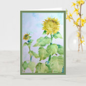 ヒマワリの水彩画のブランクの挨拶状 カード (黄色い花)
