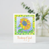 ヒマワリの水彩花考えの香り ポストカード (スタンド正面)