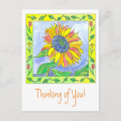 ヒマワリの水彩花考えの香り ポストカード (正面)