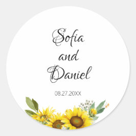 ヒマワリの水色の野結婚花 ラウンドシール