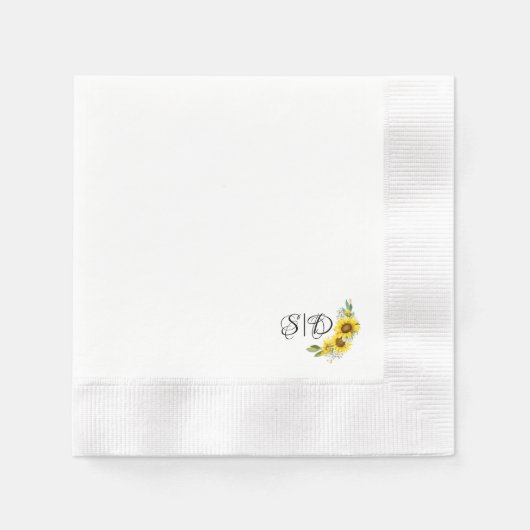 ヒマワリの水色は黄色 縁ありカクテルナプキン (正面)