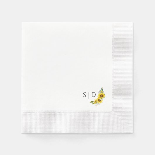ヒマワリの水色は黄色 縁ありカクテルナプキン (正面)