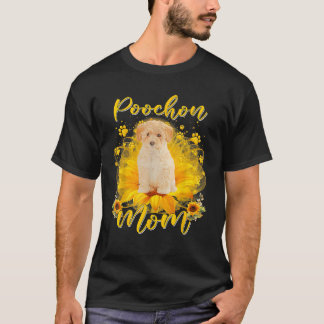 ヒマワリの犬とプチョン犬の母を歩くダ Tシャツ