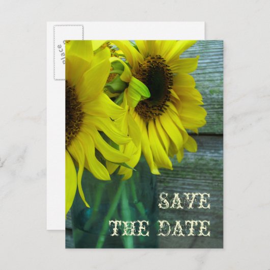 ヒマワリの瓶バーンウッド秋日付を保存 案内ポストカード (正面/裏面)