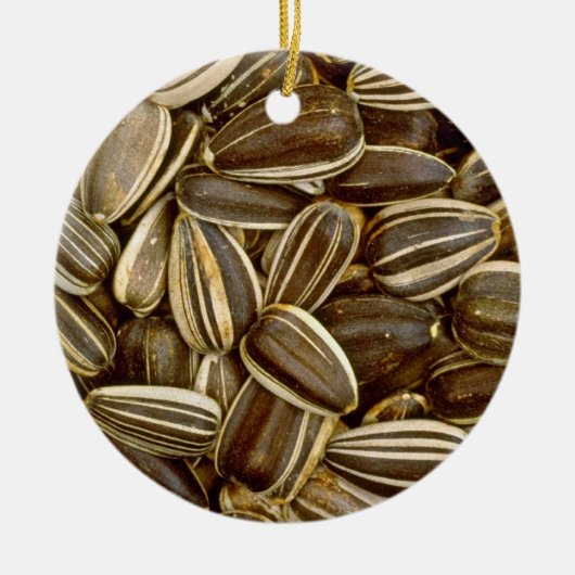 ヒマワリの種の白い花 セラミックオーナメント (正面)