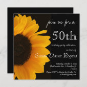 ヒマワリの第50誕生日の招待状 招待状 (正面/裏面)