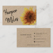 ヒマワリの粗野なクラフトフローラと記号 名刺 (正面/裏面)