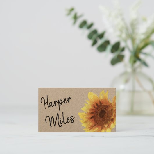 ヒマワリの粗野なクラフトフローラと記号 名刺 (スタンド正面)