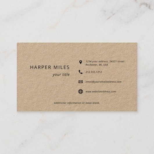 ヒマワリの粗野なクラフトフローラと記号 名刺 (裏面)