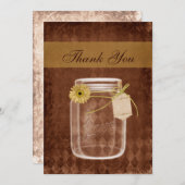 ヒマワリの素朴なメイスン結婚ジャー感謝していユーザ サンキューカード (正面/裏面)