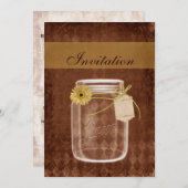 ヒマワリの素朴なメイソンのjar結婚式の招待 招待状 (正面/裏面)