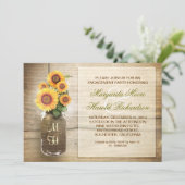 ヒマワリの素朴なメーソンジャーの婚約パーティの招待 招待状 (スタンド正面)